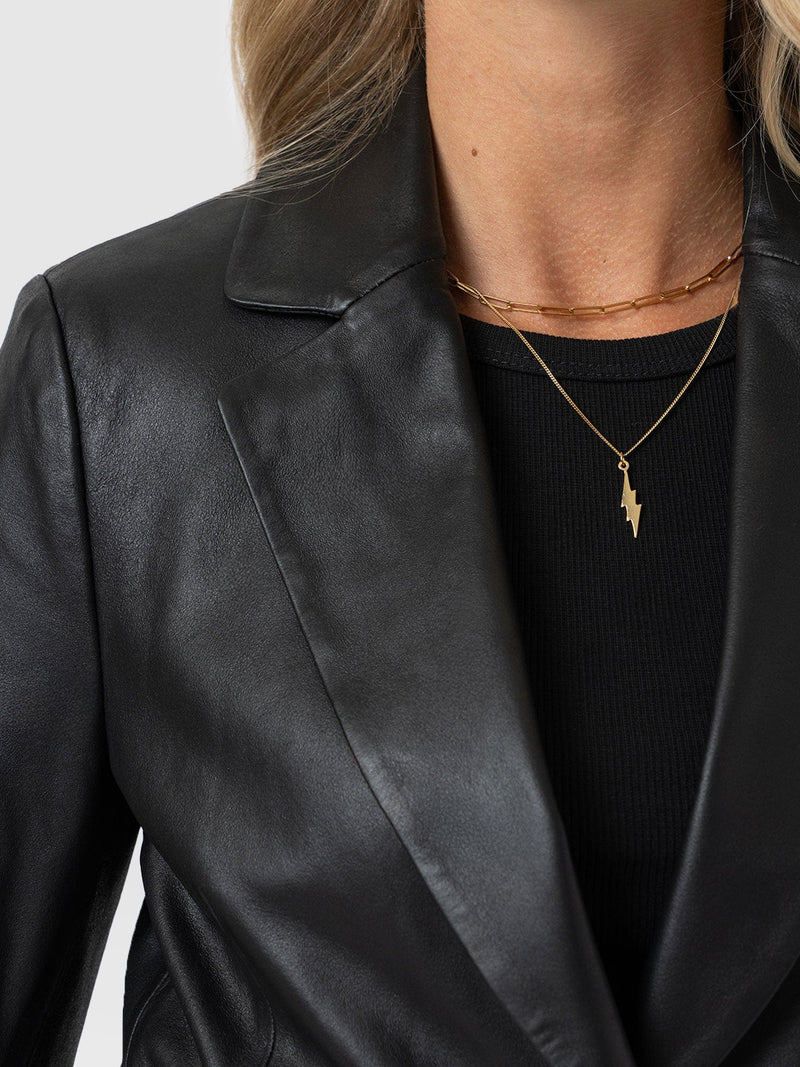 Axel Single Breasted Blazer - Black Leather - Women's Leathers | Saint + Sofia® EU