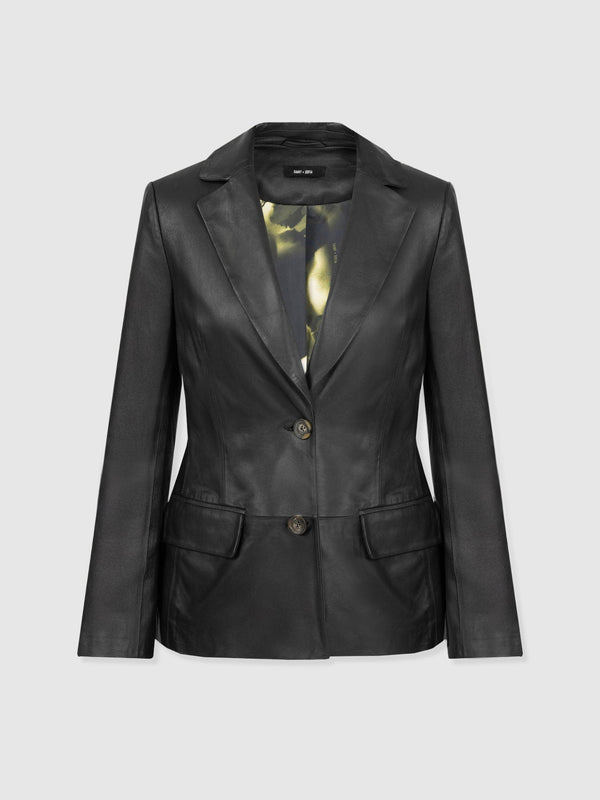 Axel Single Breasted Blazer - Black Leather - Women's Leathers | Saint + Sofia® EU