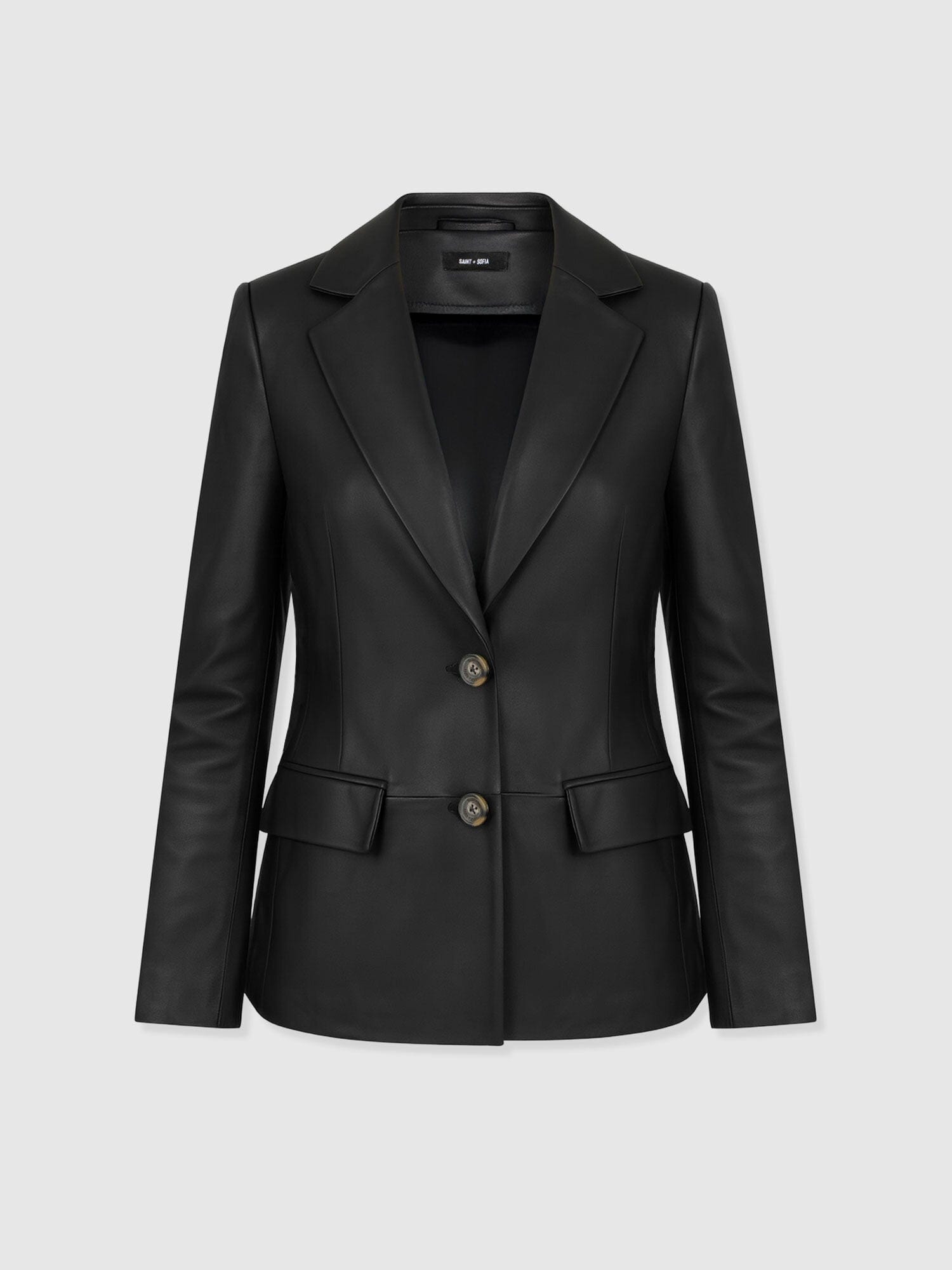 Axel Single Breasted Blazer - Black Leather - Women's Leathers | Saint + Sofia® EU