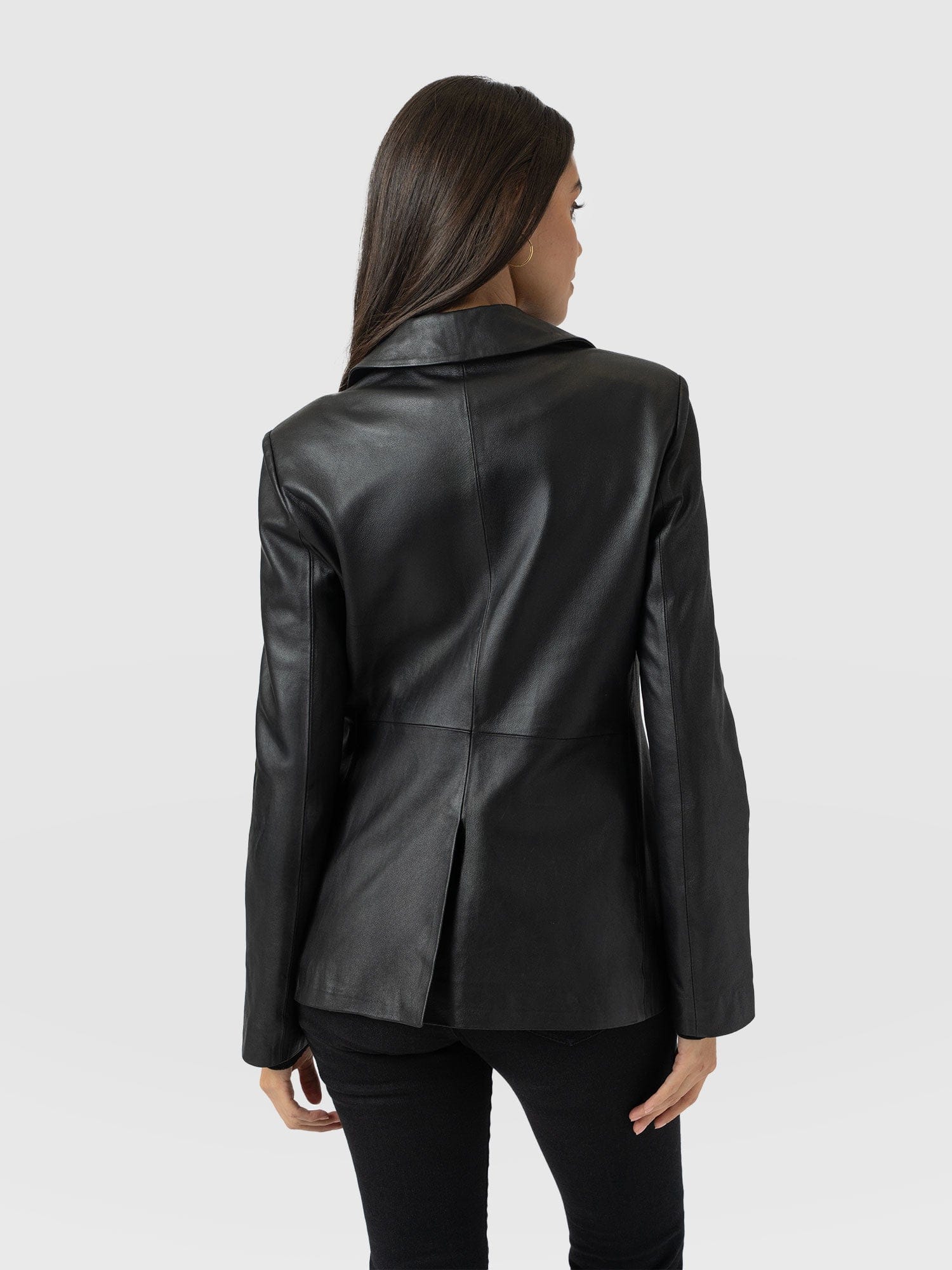 Axel Single Breasted Blazer - Black Leather - Women's Leathers | Saint + Sofia® EU