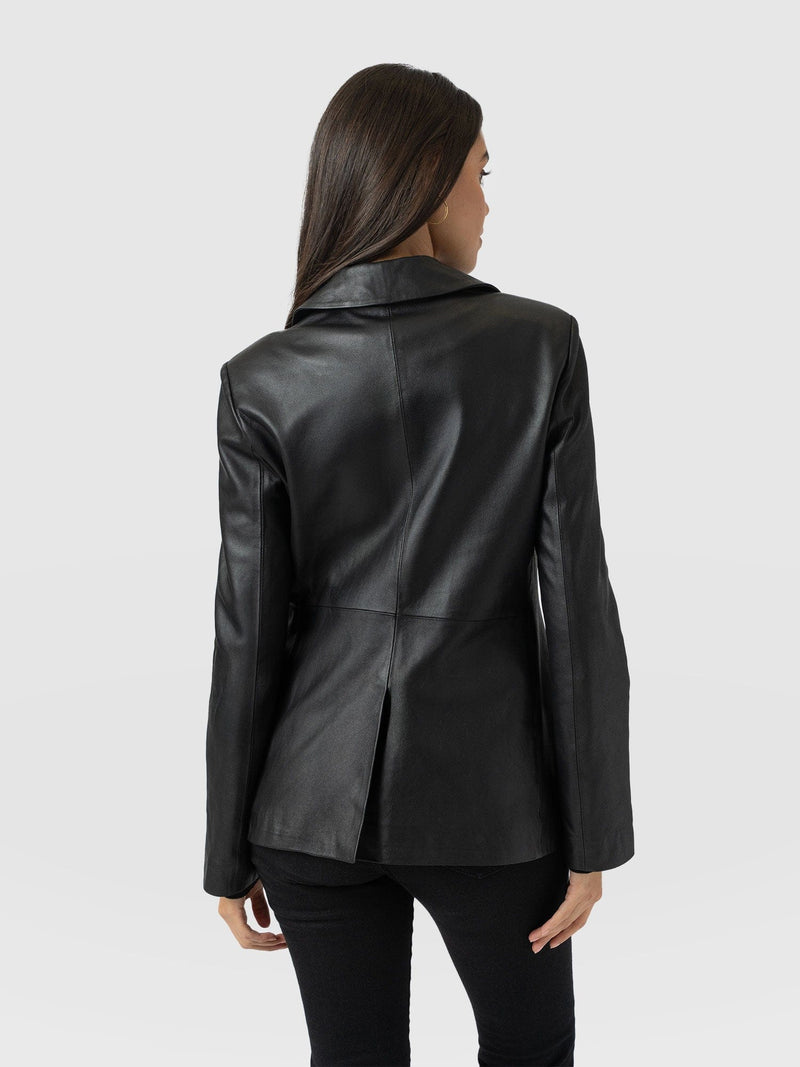 Axel Single Breasted Blazer - Black Leather - Women's Leathers | Saint + Sofia® EU