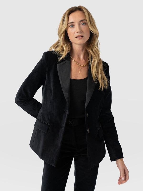 Axel Single Breasted Blazer - Black Velvet - Women's Jackets | Saint + Sofia® EU