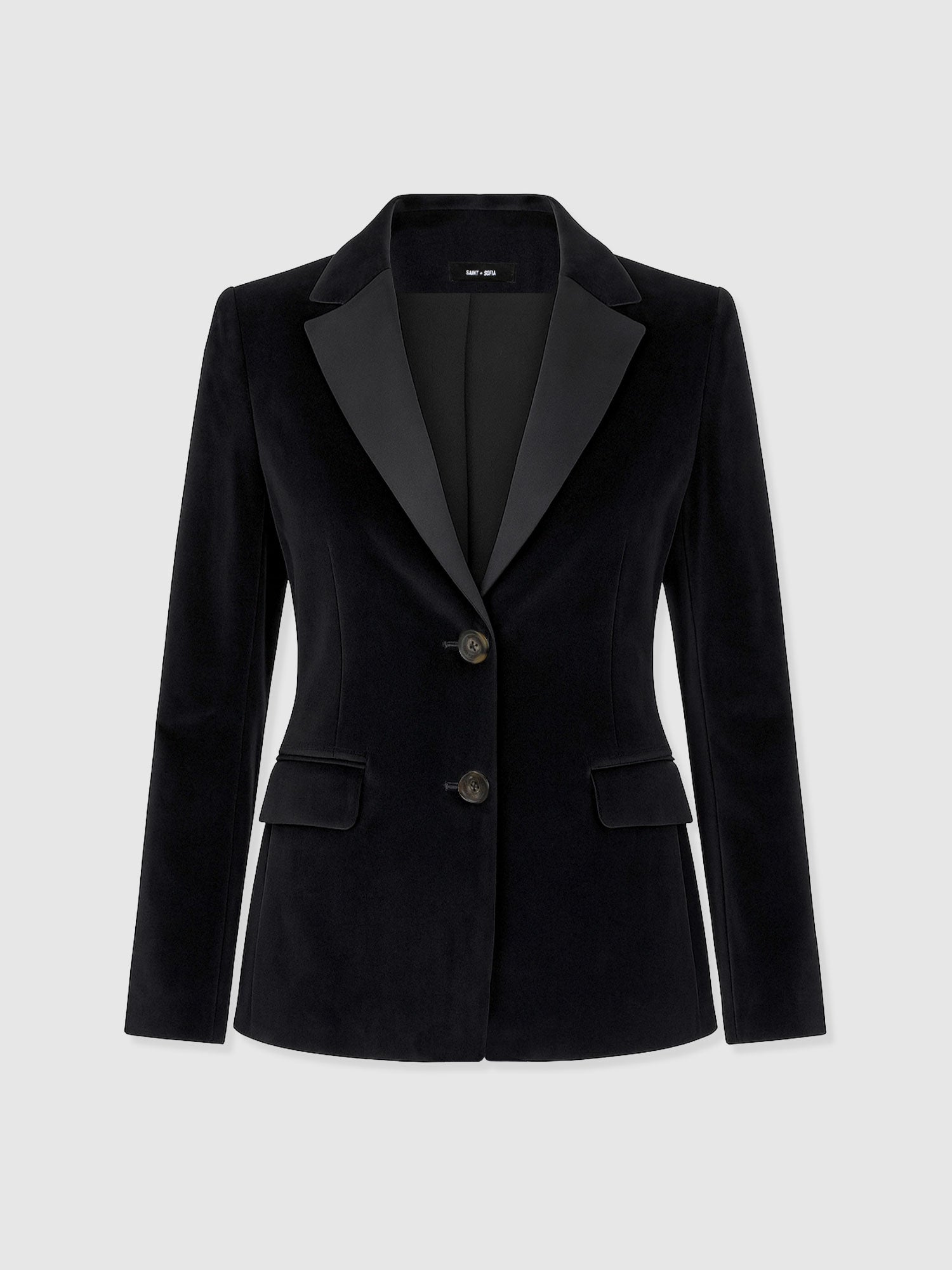 Axel Single Breasted Blazer - Black Velvet - Women's Jackets | Saint + Sofia® EU