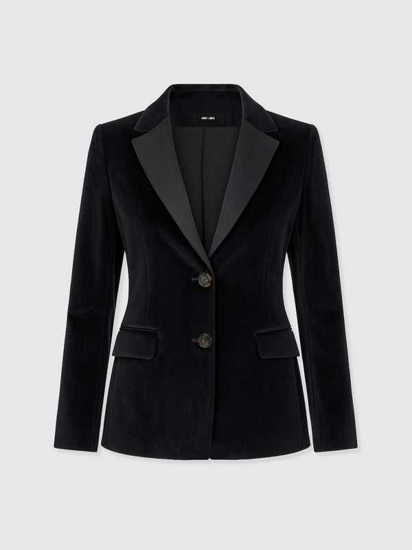 Axel Single Breasted Blazer - Black Velvet - Women's Jackets | Saint + Sofia® EU