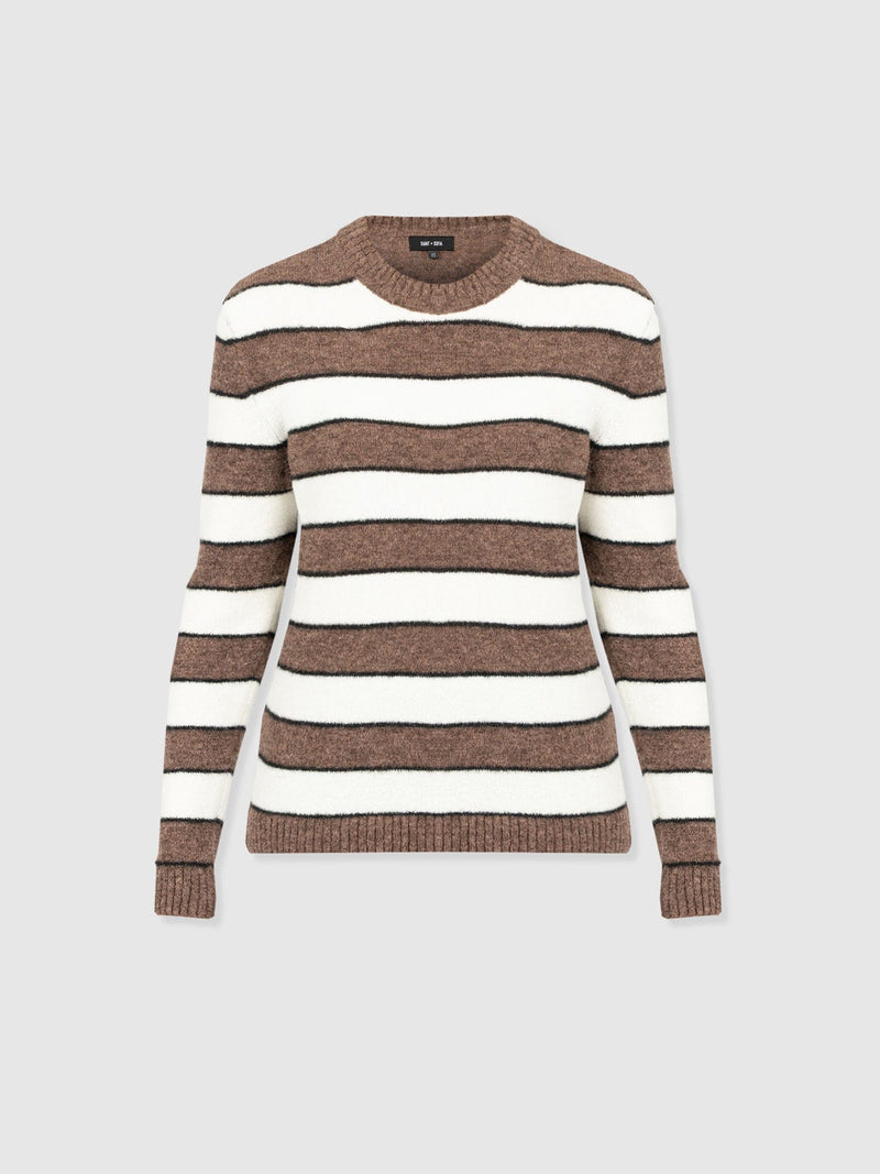Azura Knit Jumper - Brown Stripe - Women's Knitwears | Saint + Sofia® EU