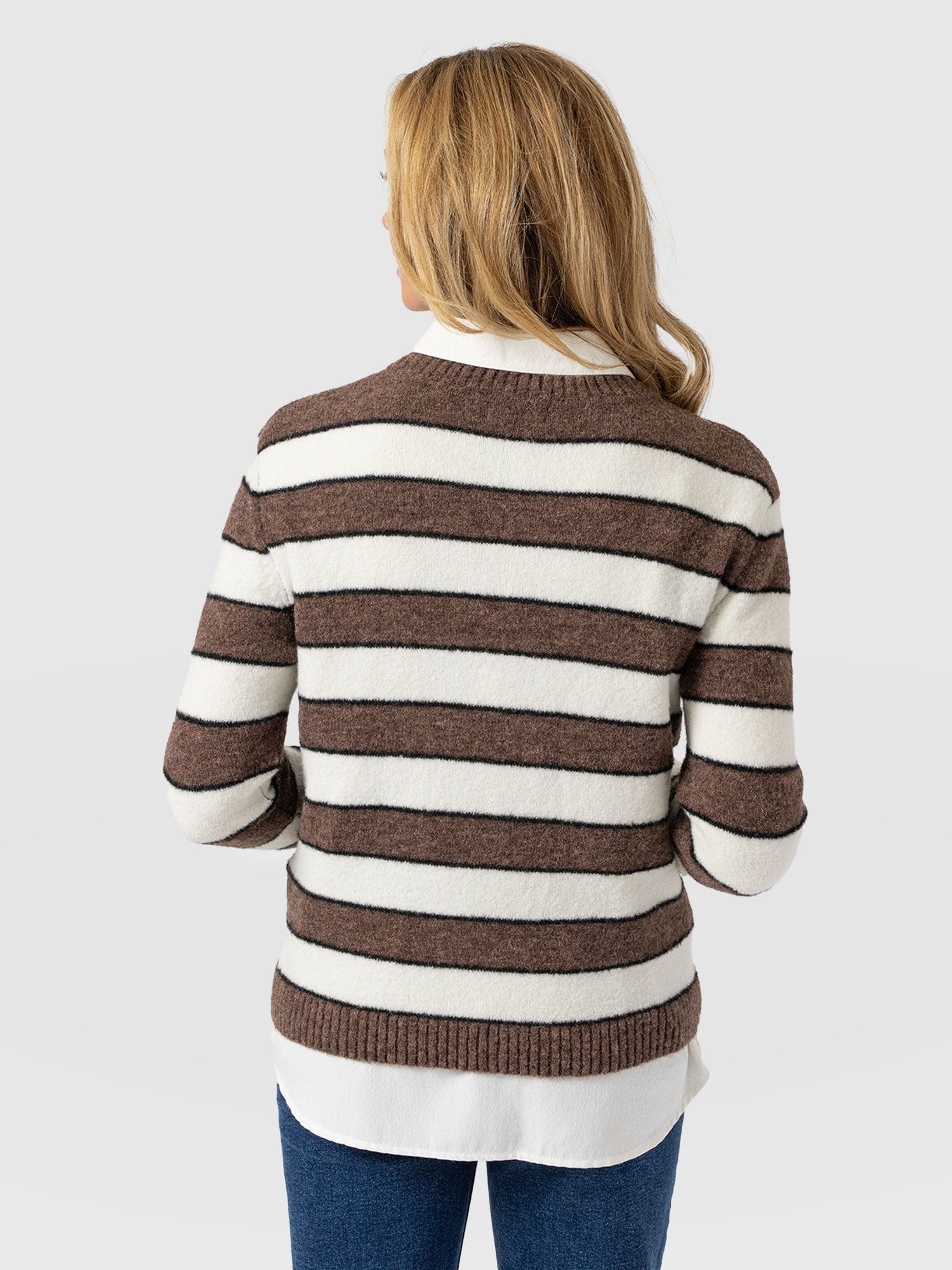 Azura Knit Jumper - Brown Stripe - Women's Knitwears | Saint + Sofia® EU