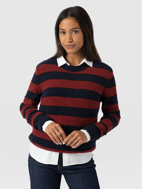 Azura Knit Jumper - Red/Navy - Women's Jumpers | Saint + Sofia® EU