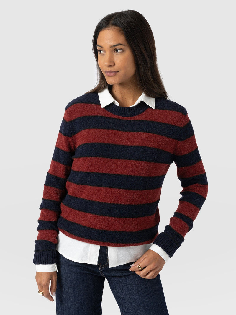 Azura Knit Jumper - Red/Navy - Women's Jumpers | Saint + Sofia® EU