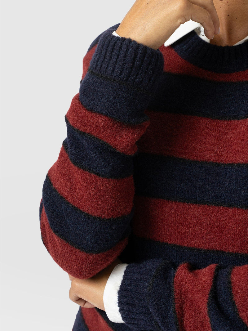 Azura Knit Jumper - Red/Navy - Women's Jumpers | Saint + Sofia® EU
