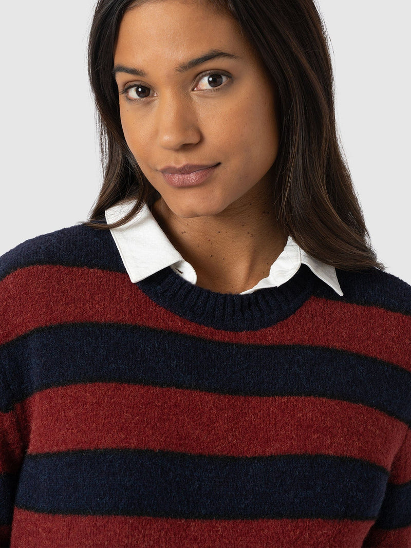 Azura Knit Jumper - Red/Navy - Women's Jumpers | Saint + Sofia® EU