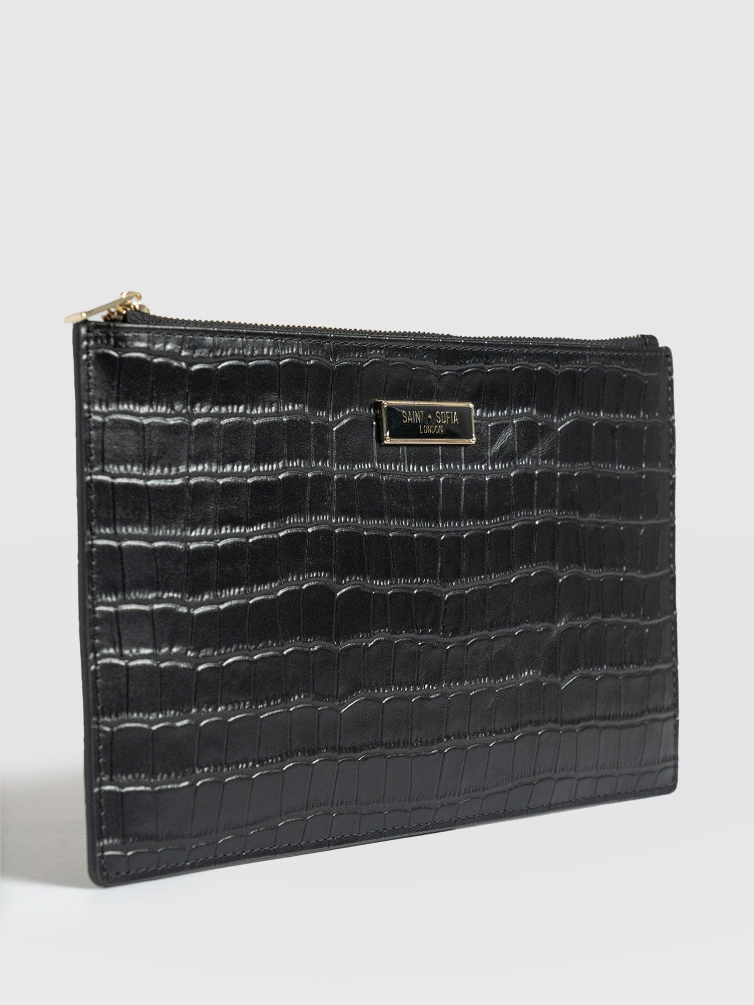 Beauty Pouch Black Croc - Women's Travel Accessories | Saint + Sofia® EU