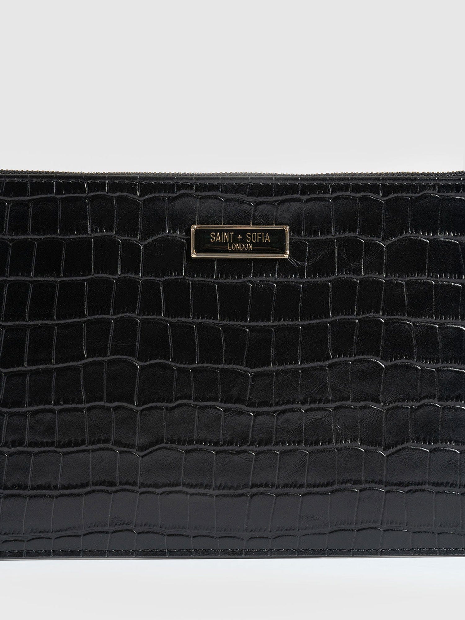 Beauty Pouch Black Croc - Women's Travel Accessories | Saint + Sofia® EU