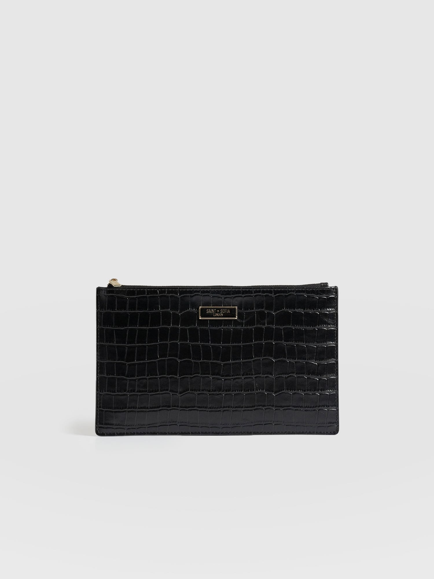 Beauty Pouch Black Croc - Women's Travel Accessories | Saint + Sofia® EU