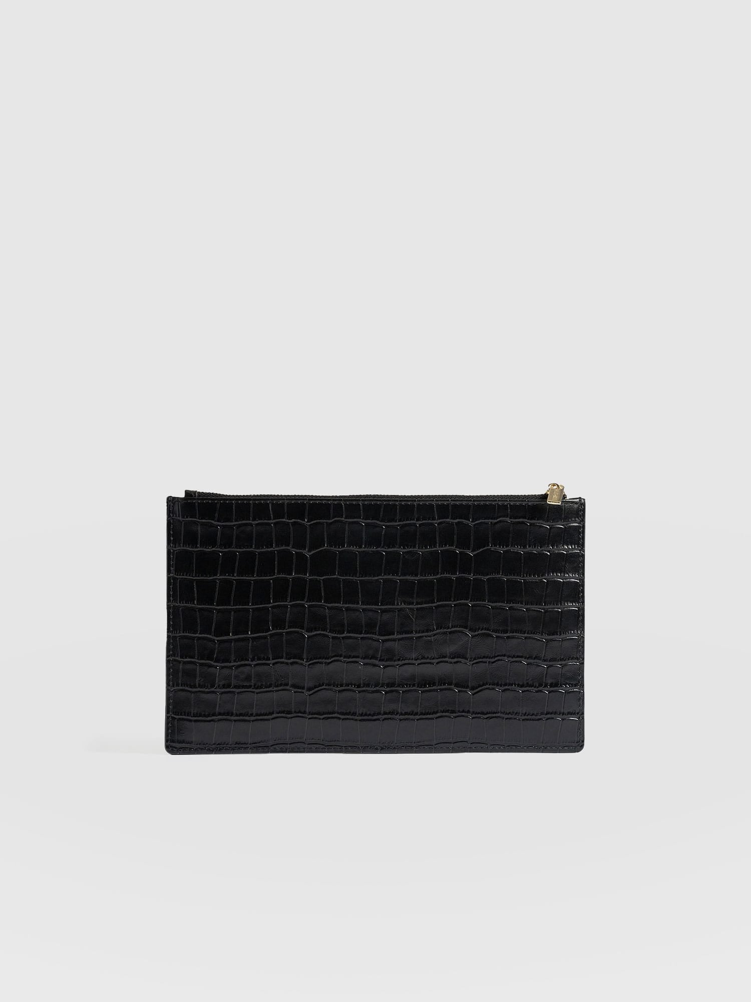 Beauty Pouch Black Croc - Women's Travel Accessories | Saint + Sofia® EU