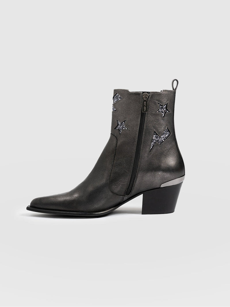 Billie Rock Boot Gunmetal - Women's Leather Boots | Saint + Sofia® EU