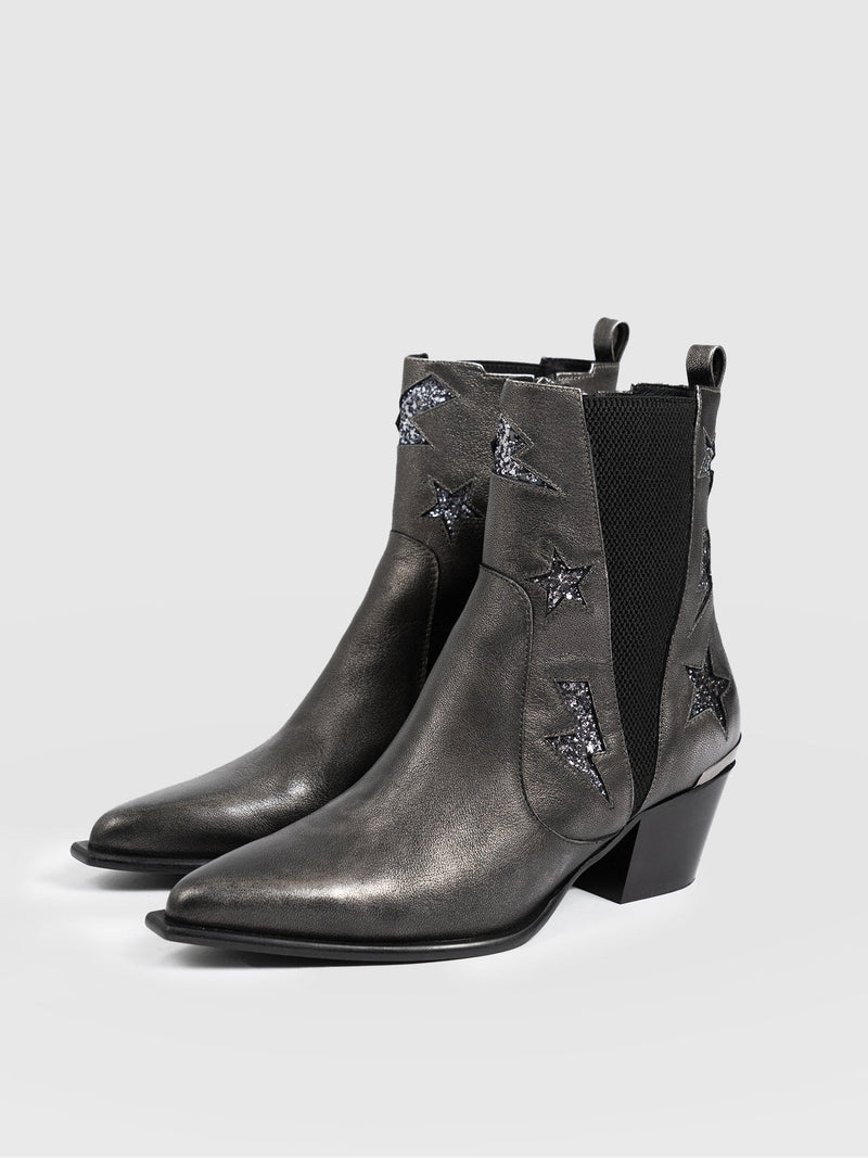 Billie Rock Boot Gunmetal - Women's Leather Boots | Saint + Sofia® EU