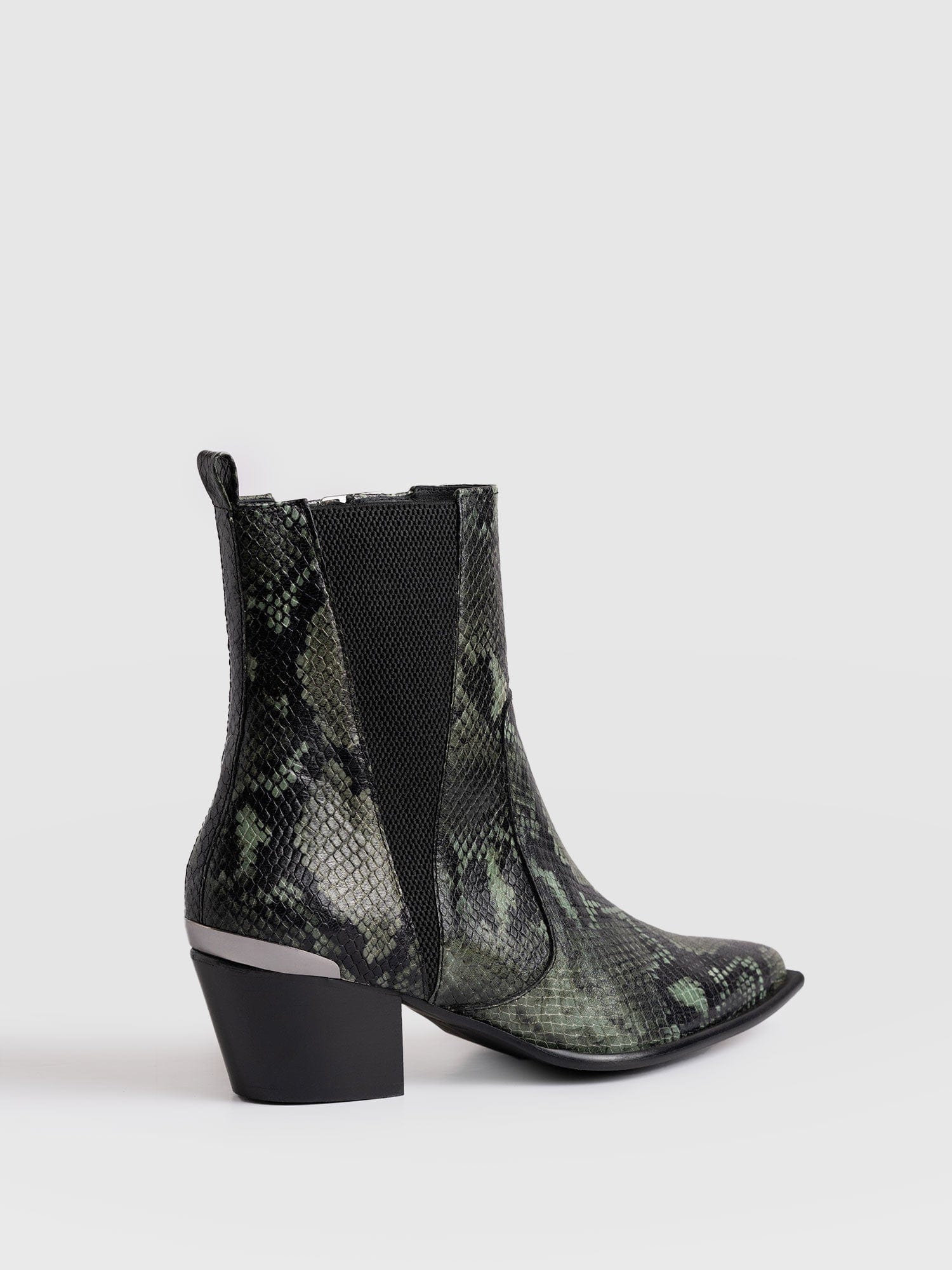 Billie Snake Boot Green - Women's Leather Boots | Saint + Sofia® EU