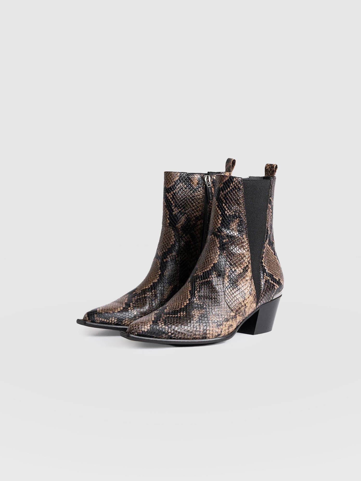 Billie Snake Boot Taupe - Women's Leather Boots | Saint + Sofia® EU