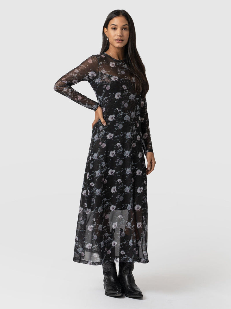 Black Runway Mesh Dress Gothic Floral - Women's Dresses |  Saint + Sofia® EU