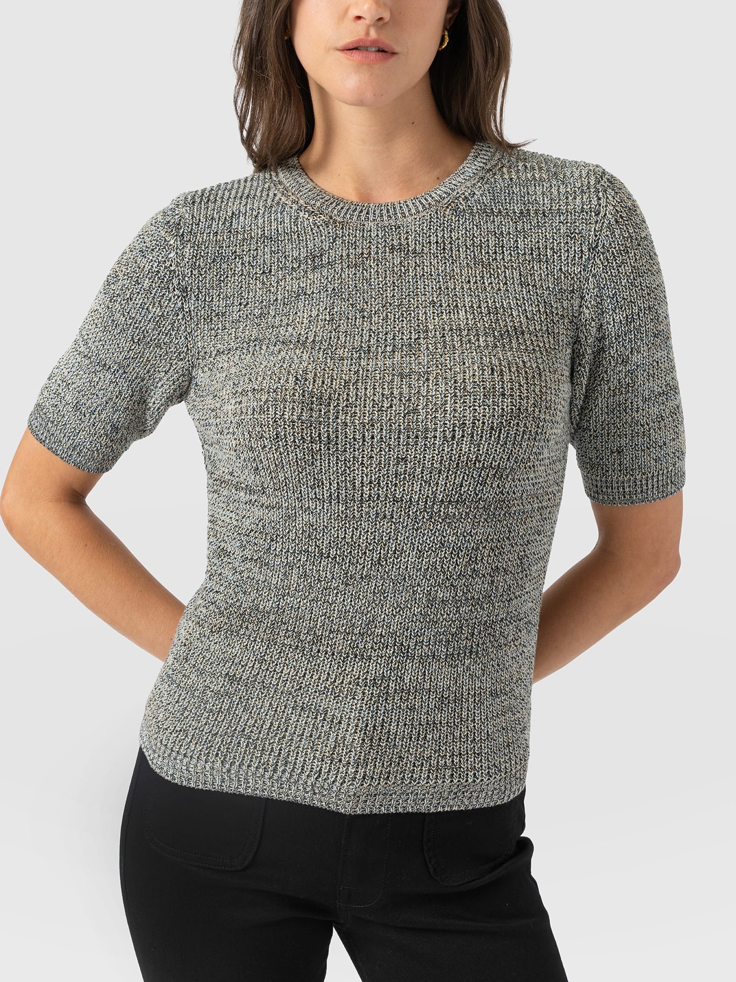 Blair Knit Tee - Black/Blue/Yellow - Women's Jumpers | Saint and Sofia® EU