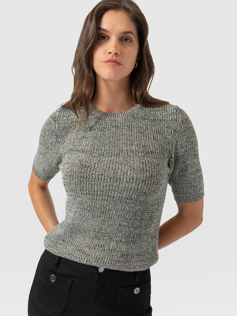 Blair Knit Tee - Black/Blue/Yellow - Women's Jumpers | Saint and Sofia® EU