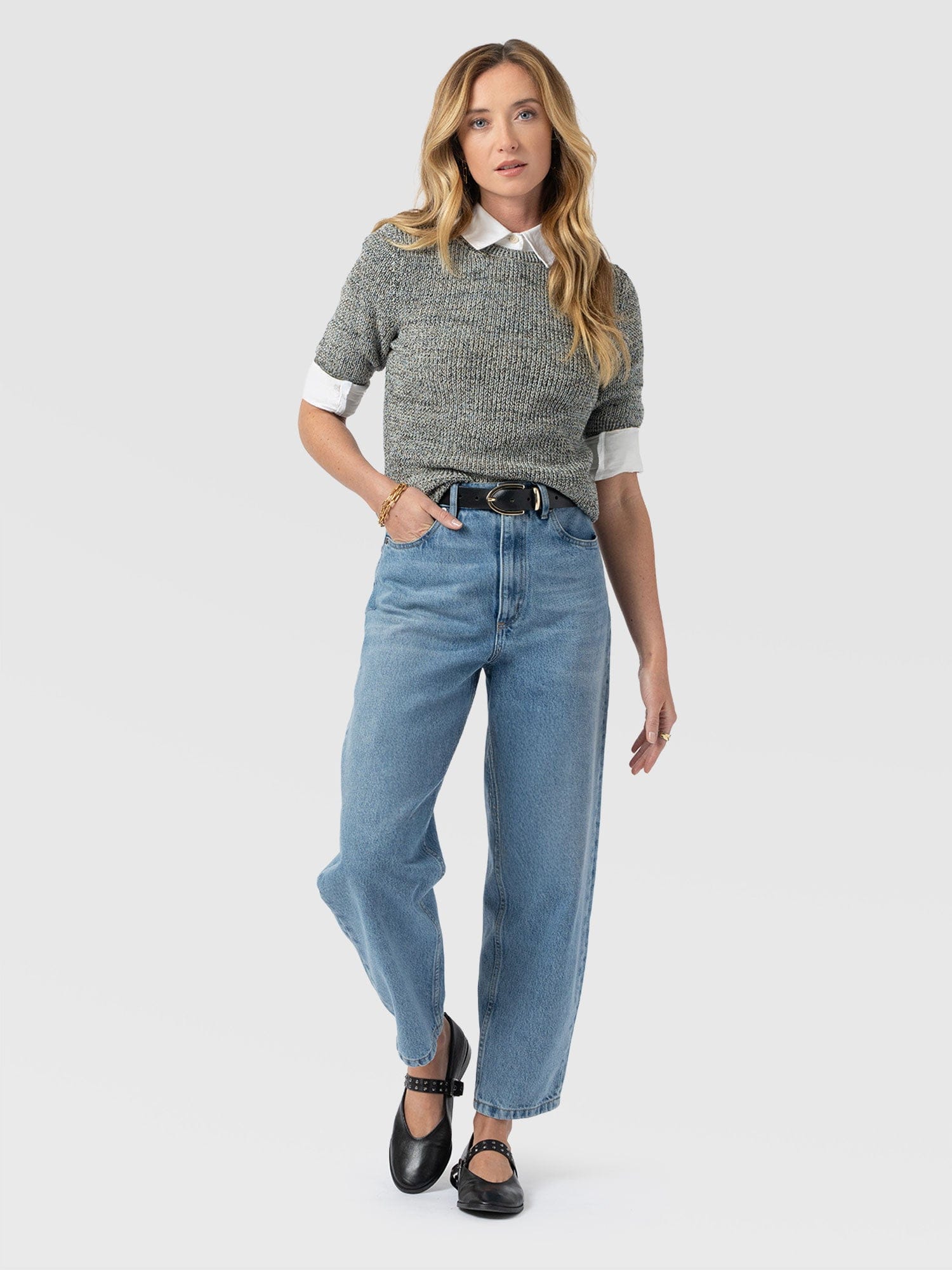 Blair Knit Tee - Black/Blue/Yellow - Women's Jumpers | Saint + Sofia® EU