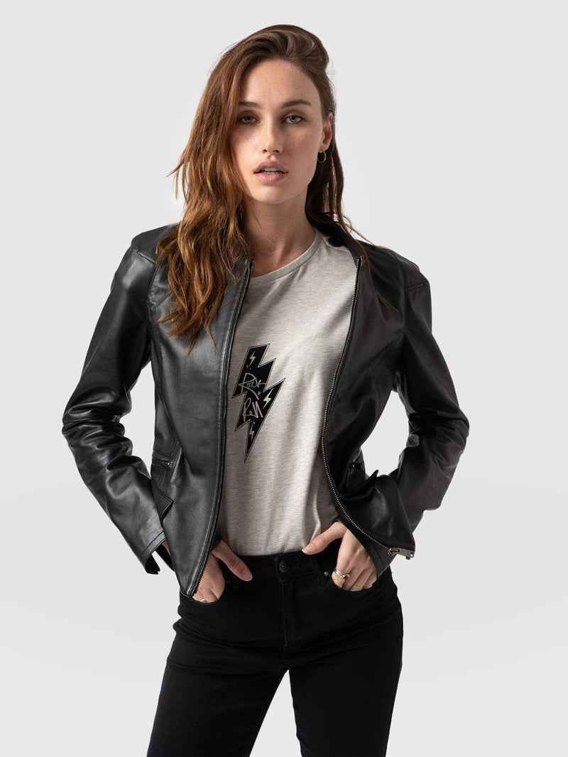 Blane Leather Jacket Black - Women's Leather Jackets | Saint + Sofia® EU