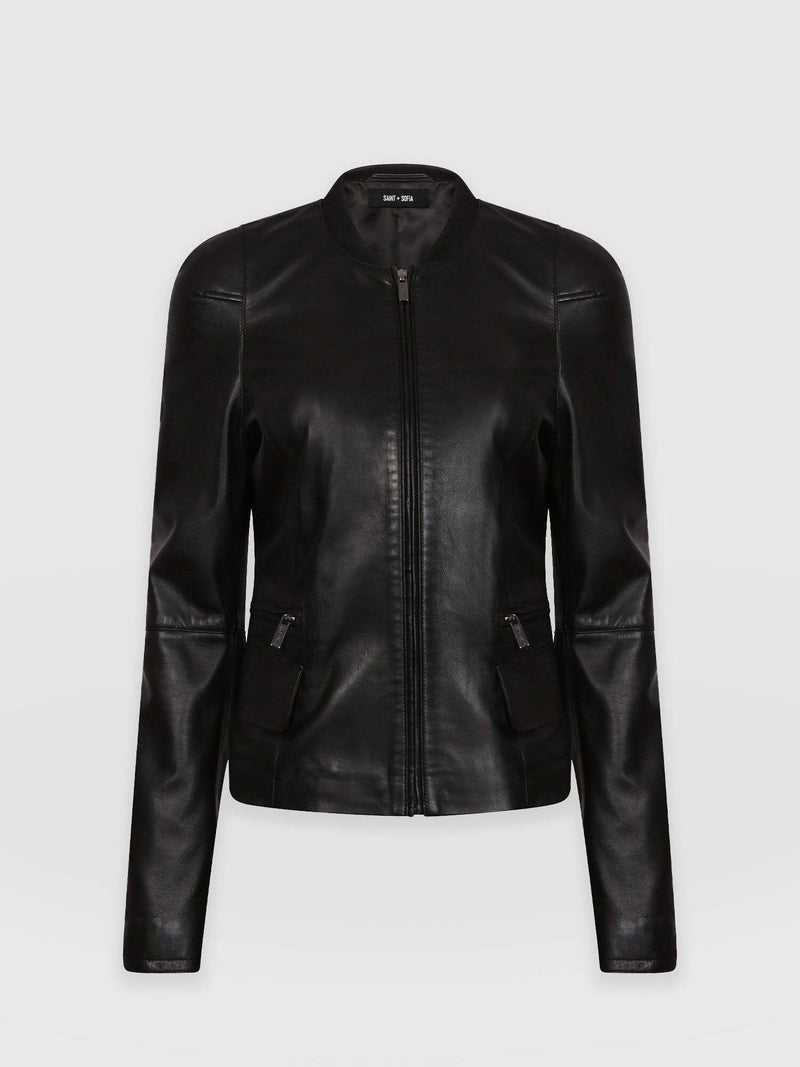 Blane Leather Jacket Black - Women's Leather Jackets | Saint + Sofia® EU