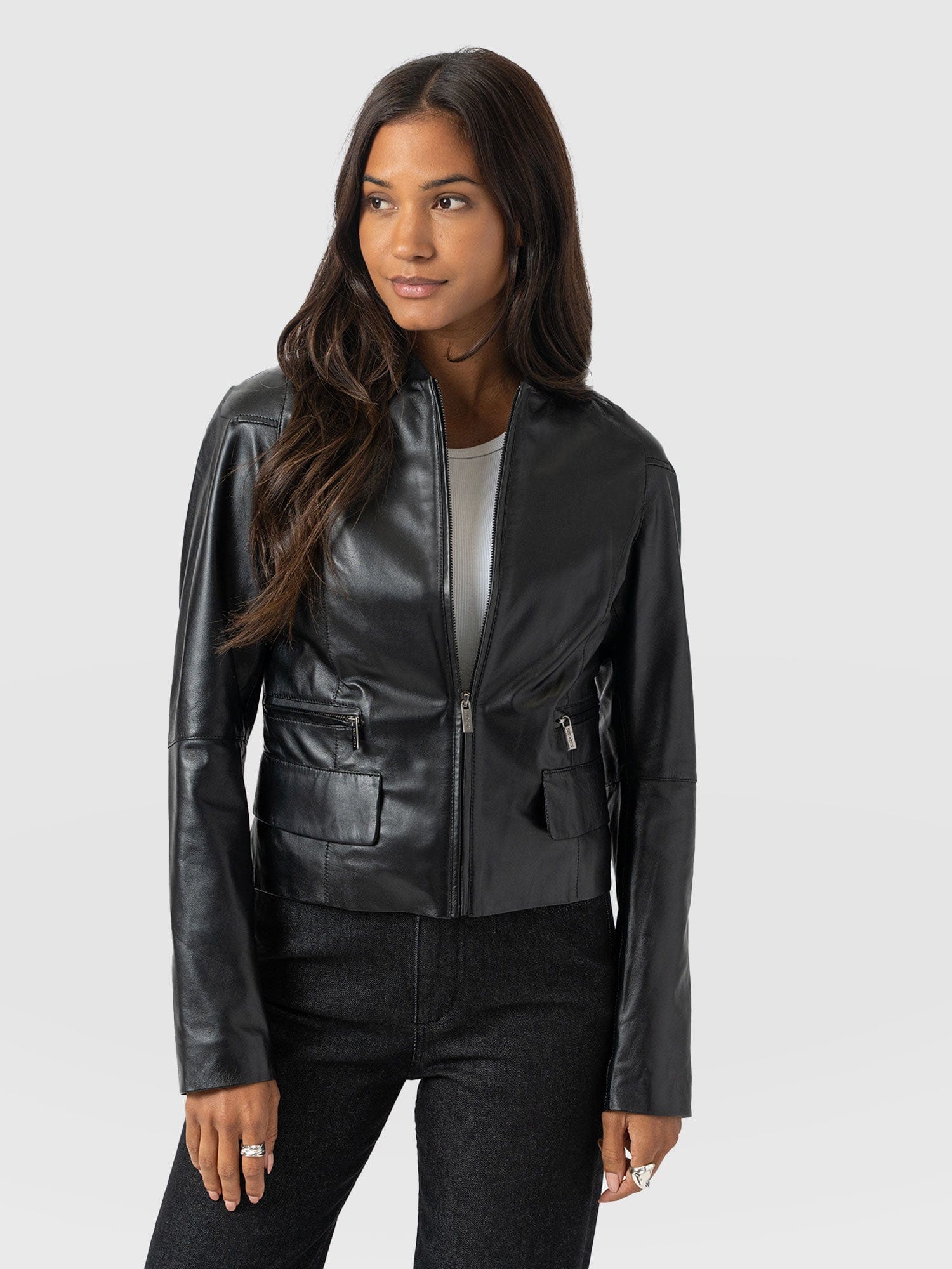 Blane Leather Jacket Black - Women's Leather Jackets | Saint + Sofia® EU