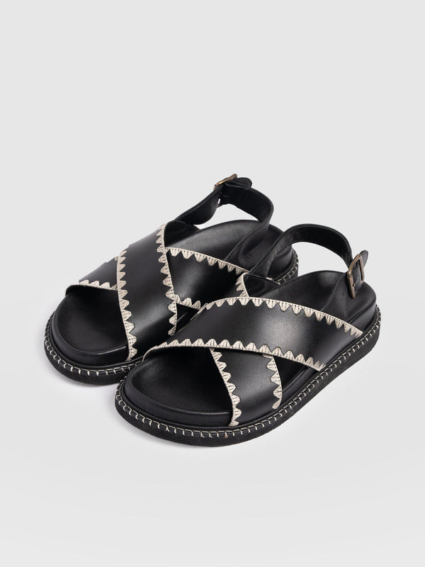 Bonnie Cross Over Sandals - Black - Women's Shoes | Saint + Sofia® EU