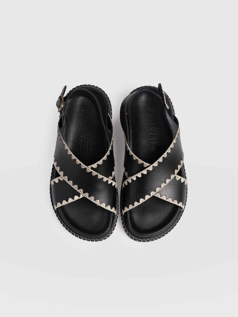 Bonnie Cross Over Sandals - Black - Women's Shoes | Saint + Sofia® EU