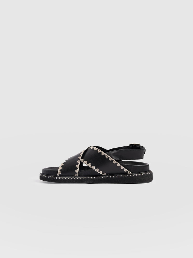 Bonnie Cross Over Sandals - Black - Women's Shoes | Saint + Sofia® EU