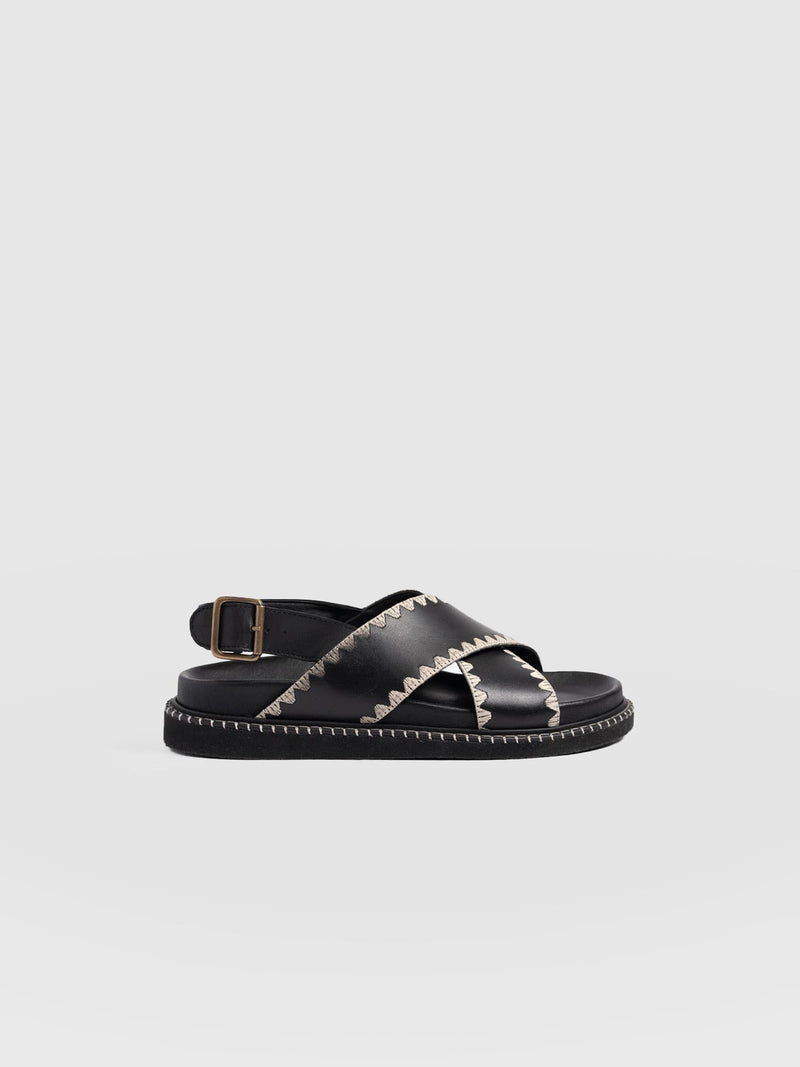 Bonnie Cross Over Sandals - Black - Women's Shoes | Saint + Sofia® EU