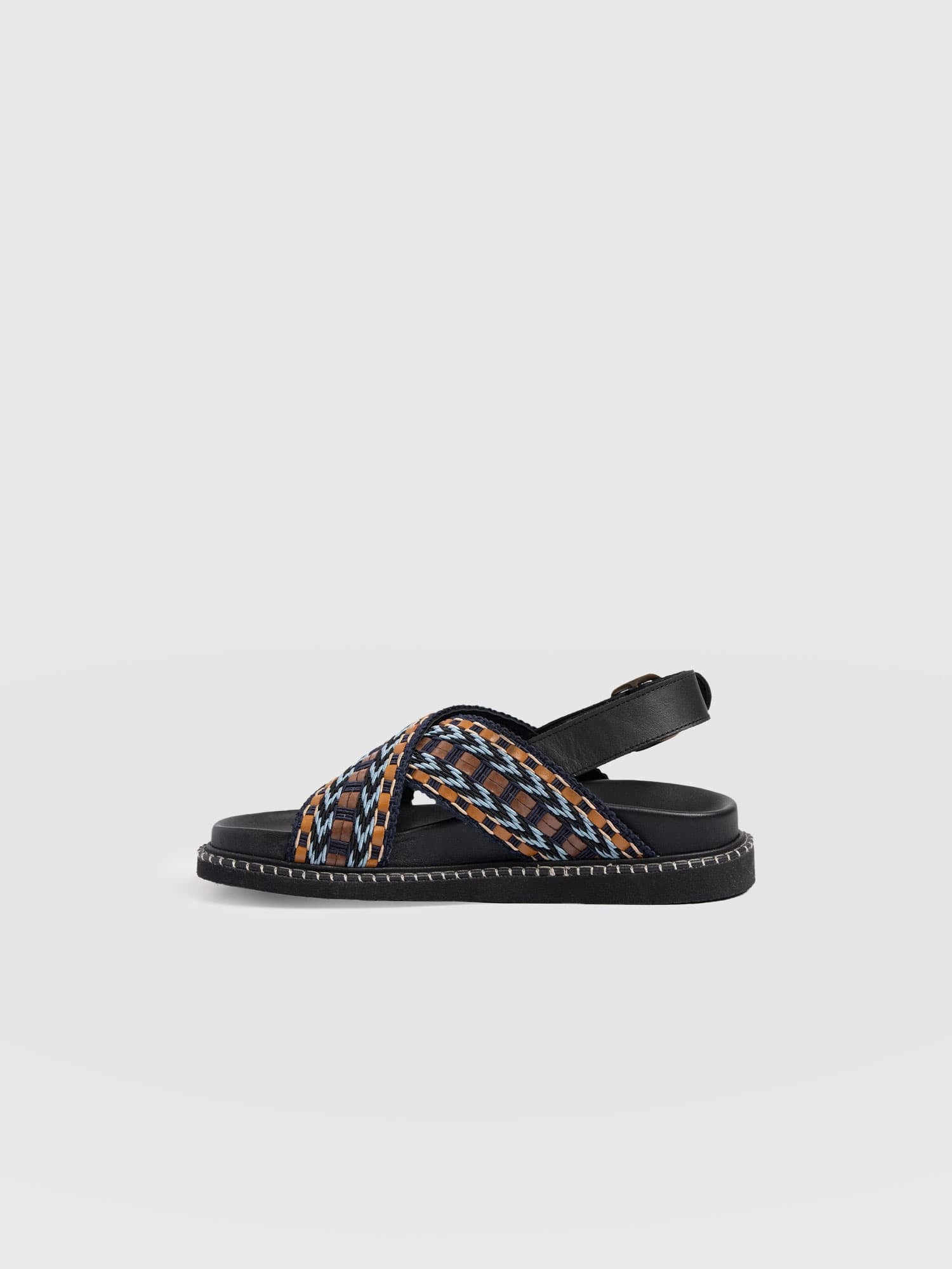 Bonnie Cross Over Sandals - Blue/Brown - Women's Shoes | Saint + Sofia® EU