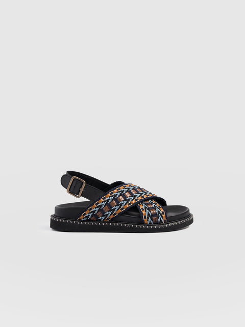 Bonnie Cross Over Sandals - Blue/Brown - Women's Shoes | Saint + Sofia® EU