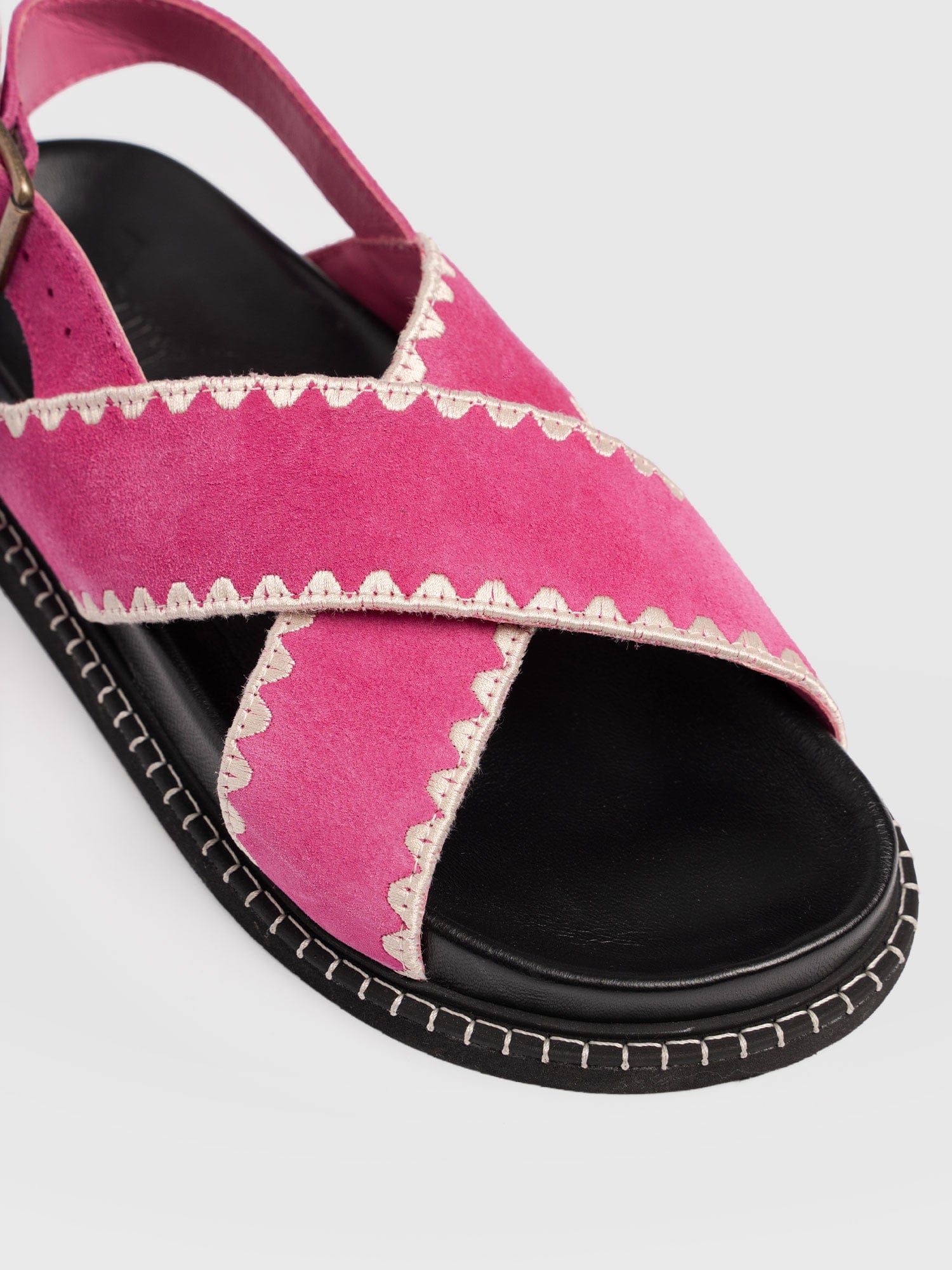 Bonnie Cross Over Sandals - Pink Suede - Women's Shoes | Saint + Sofia® EU
