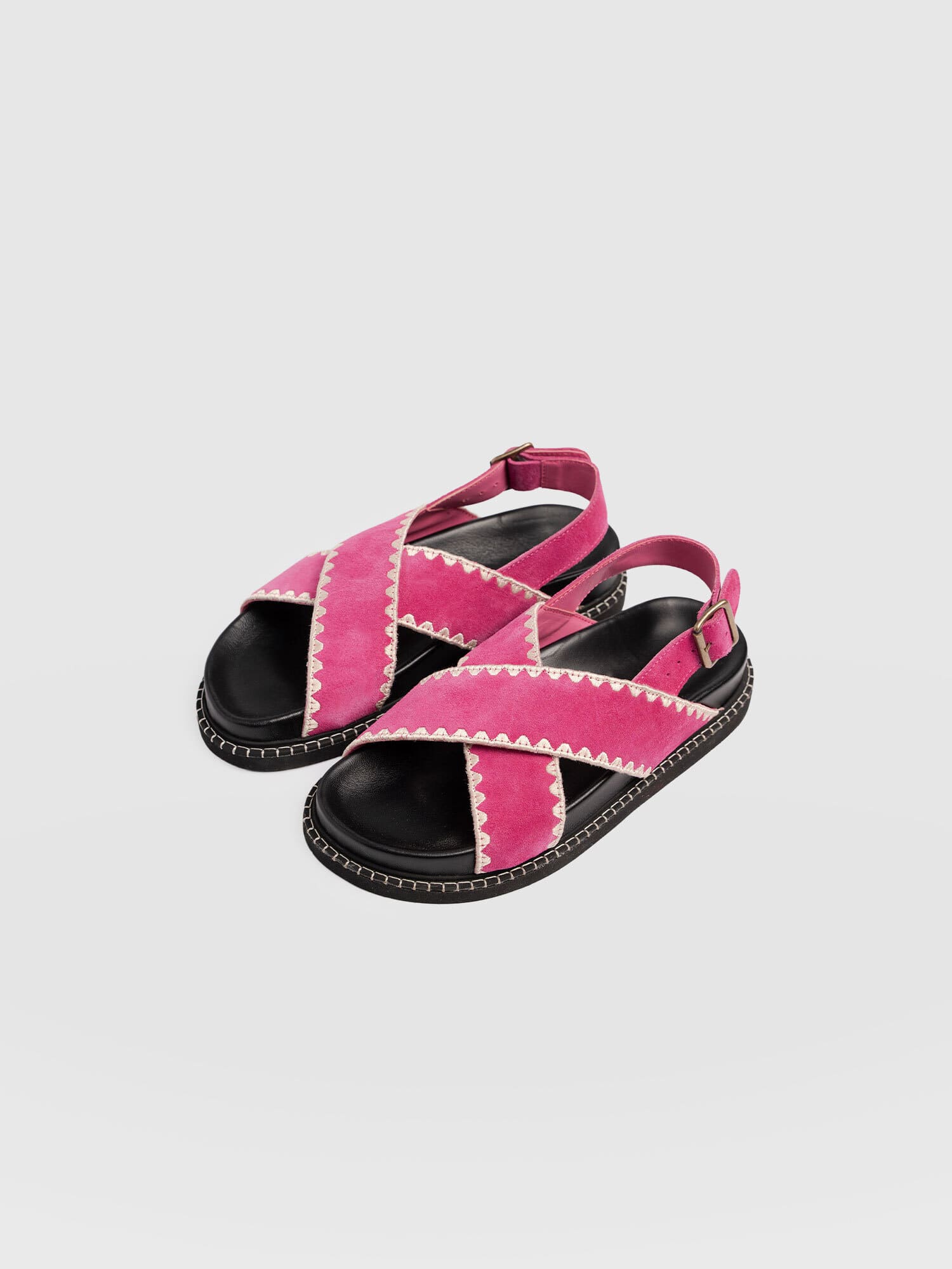 Bonnie Cross Over Sandals - Pink Suede - Women's Shoes | Saint + Sofia® EU
