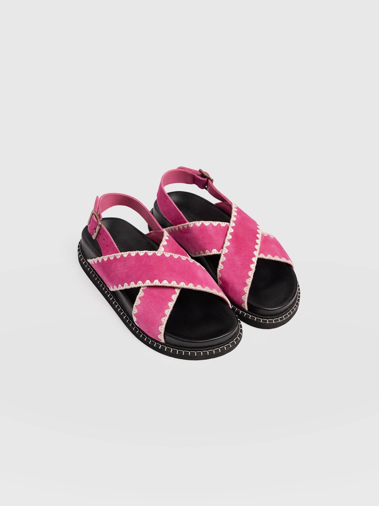 Bonnie Cross Over Sandals - Pink Suede - Women's Shoes | Saint + Sofia® EU
