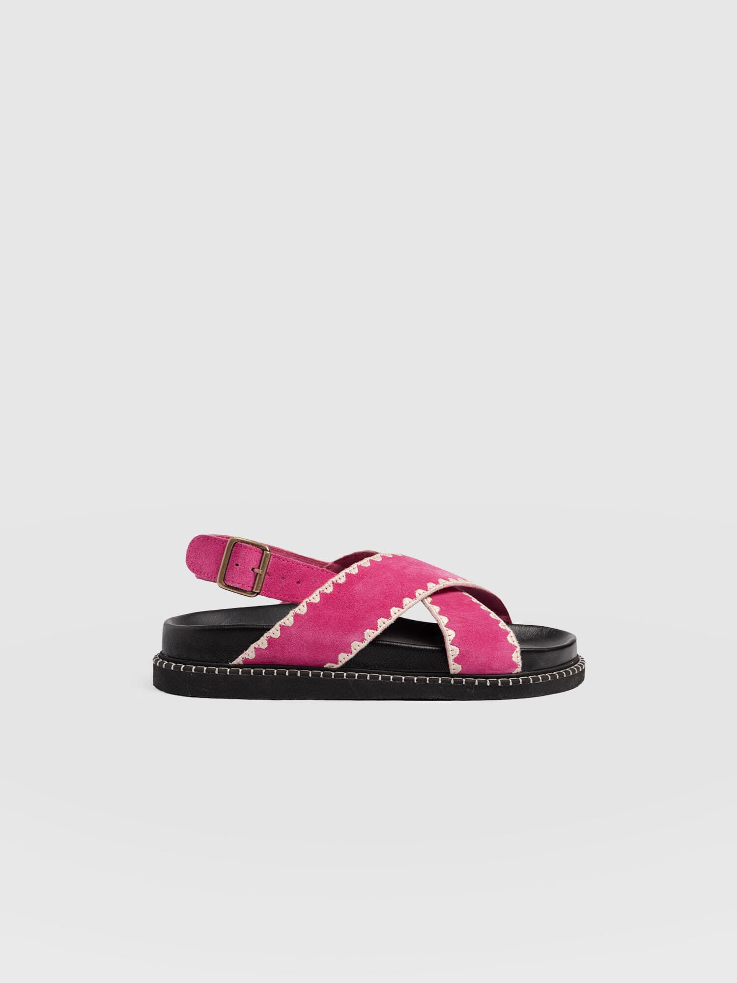 Bonnie Cross Over Sandals - Pink Suede - Women's Shoes | Saint + Sofia® EU