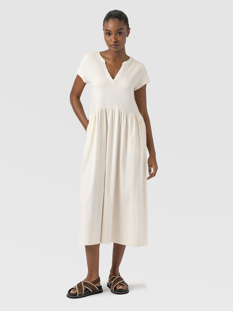 Bonnie V Neck Dress - Cream - Women's Dresses | Saint + Sofia® EU