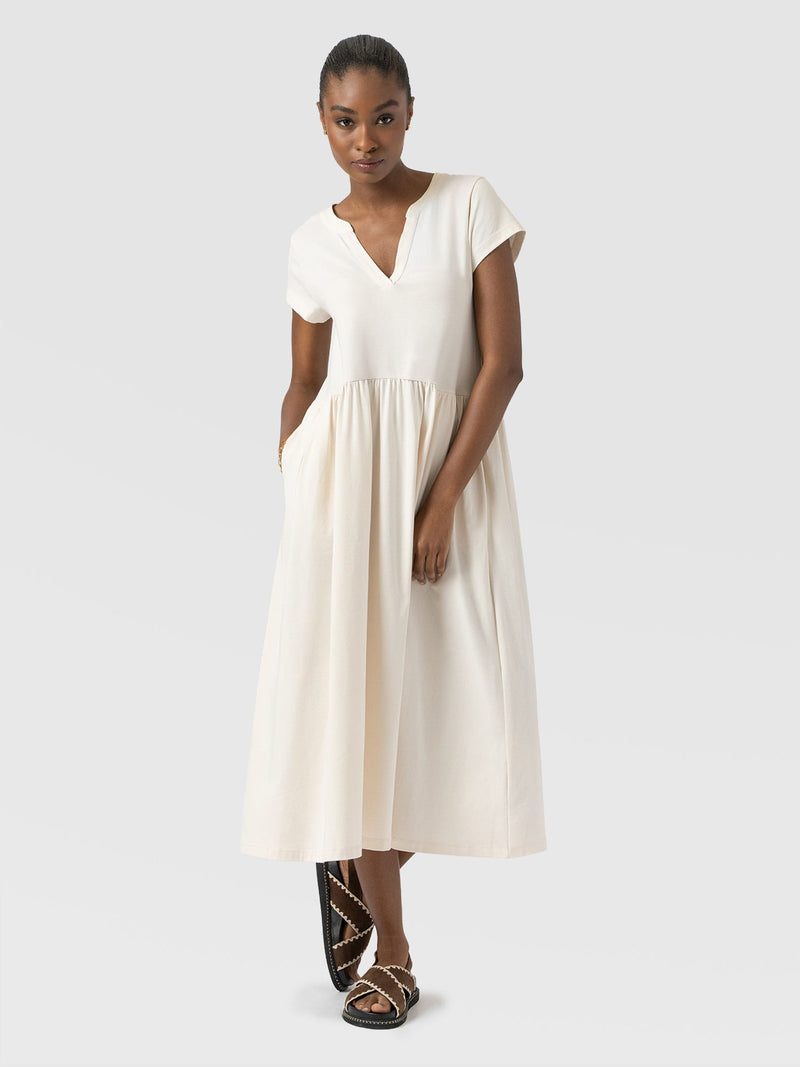 Bonnie V Neck Dress - Cream - Women's Dresses | Saint + Sofia® EU