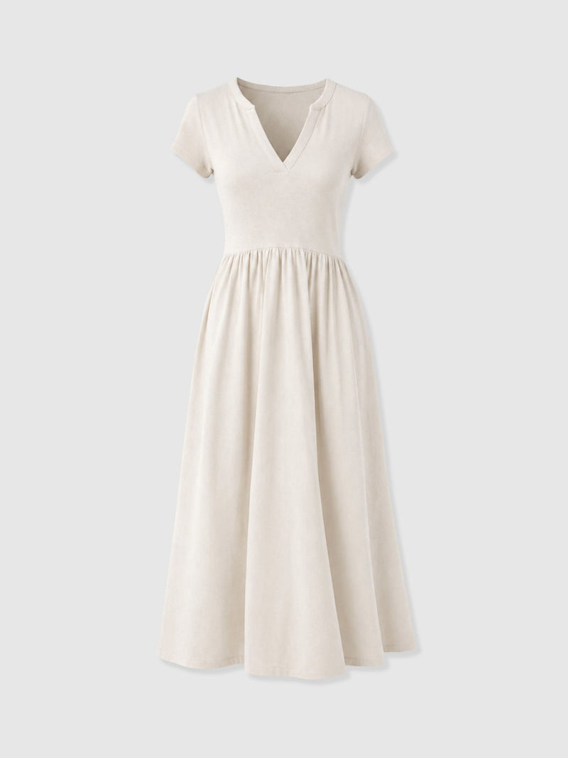 Bonnie V Neck Dress - Cream - Women's Dresses | Saint + Sofia® EU
