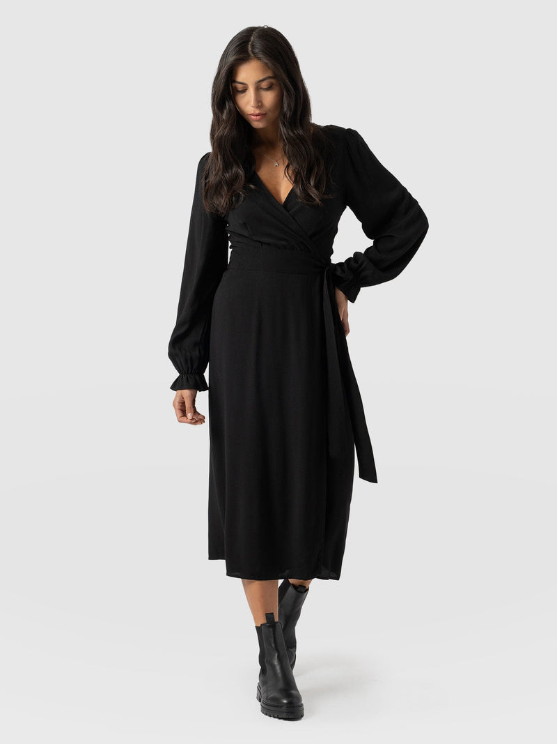 Bonnie Wrap Dress Black - Women's Dresses | Saint + Sofia® EU