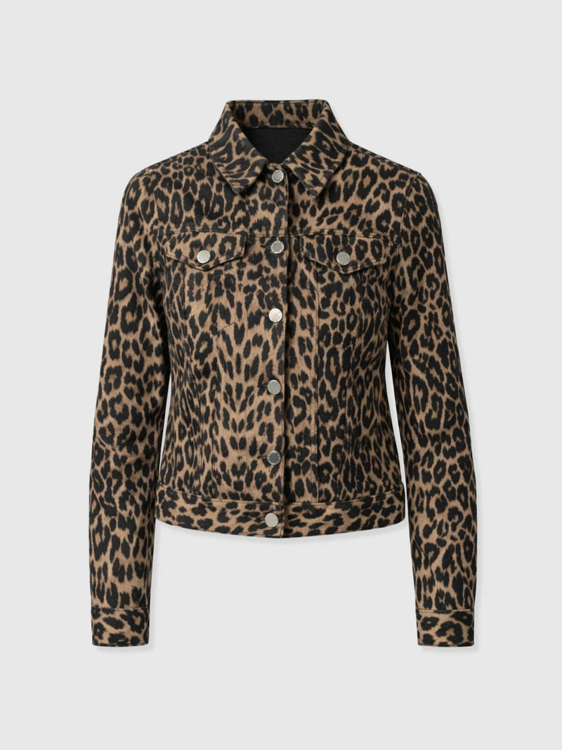 Bowie Denim Jacket - Leopard - Women's Jackets | Saint + Sofia® EU