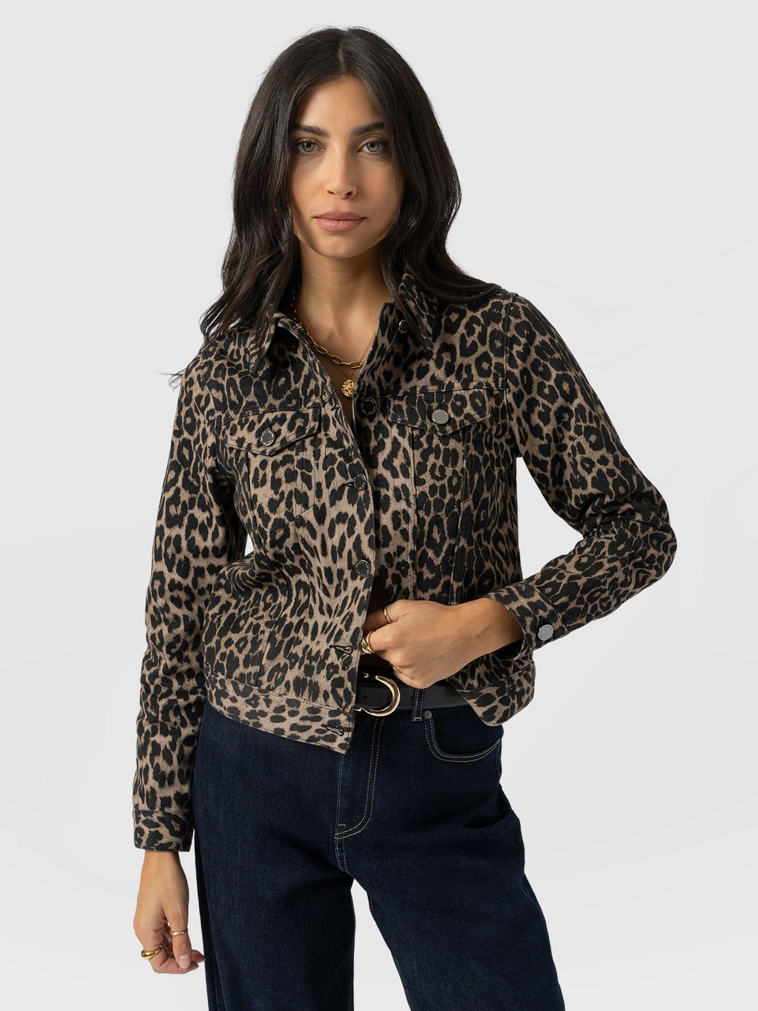Bowie Denim Jacket - Leopard - Women's Jackets | Saint + Sofia® EU