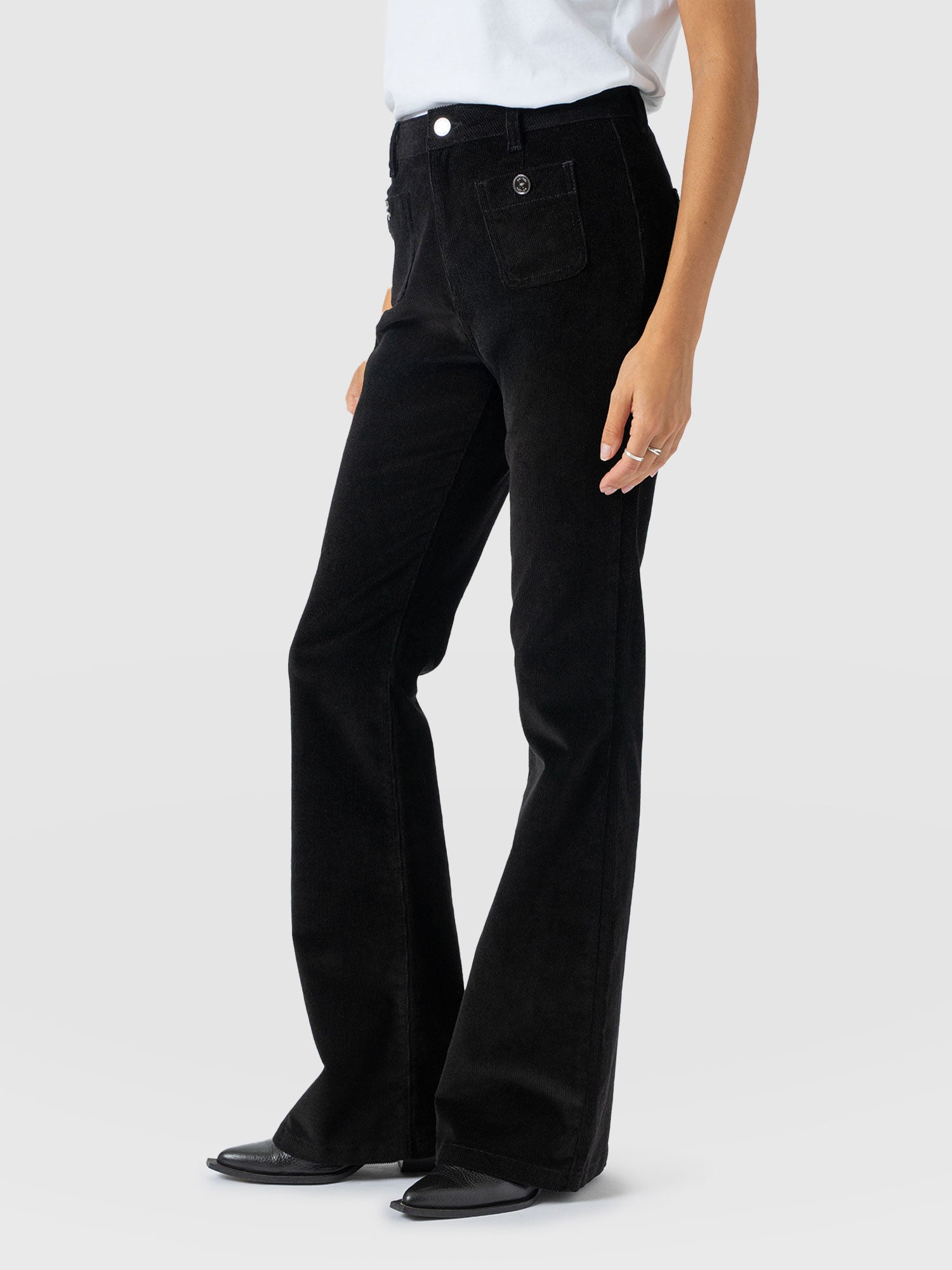 Bowie Flared Pant - Black Cord - Women's Trousers | Saint + Sofia® EU