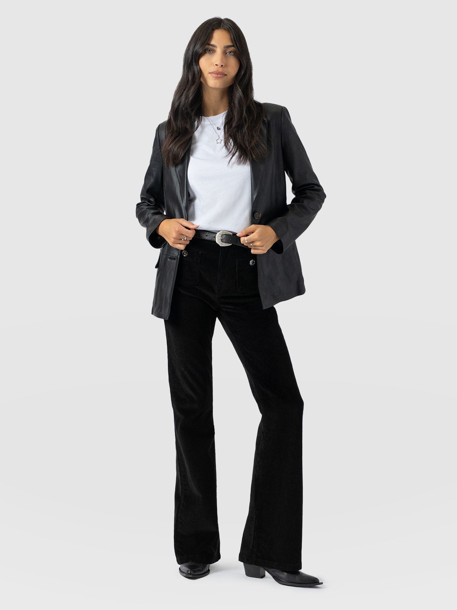 Bowie Flared Pant - Black Cord - Women's Trousers | Saint + Sofia® EU