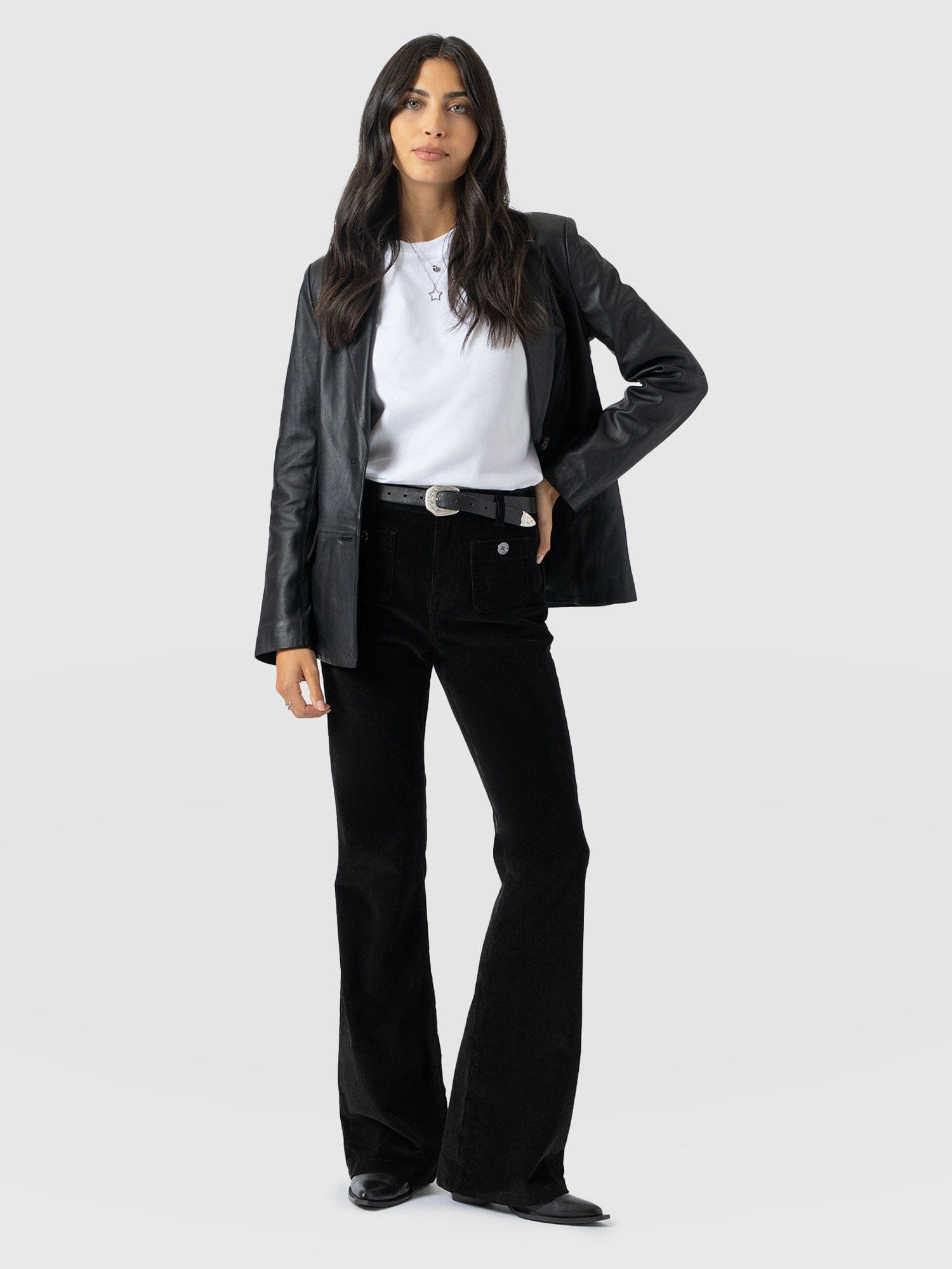 Bowie Flared Pant - Black Cord - Women's Trousers | Saint + Sofia® EU