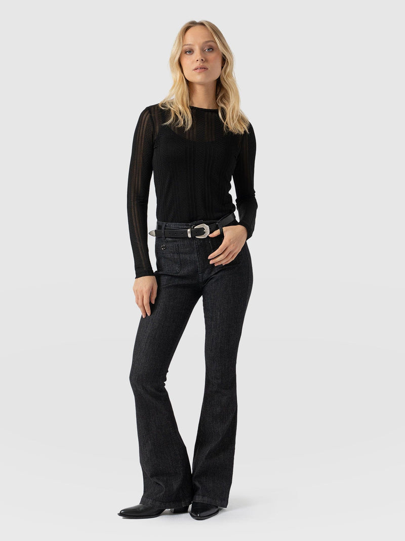 Bowie Stretch Flare Jean Back Wash - Women's Trousers | Saint + Sofia® EU