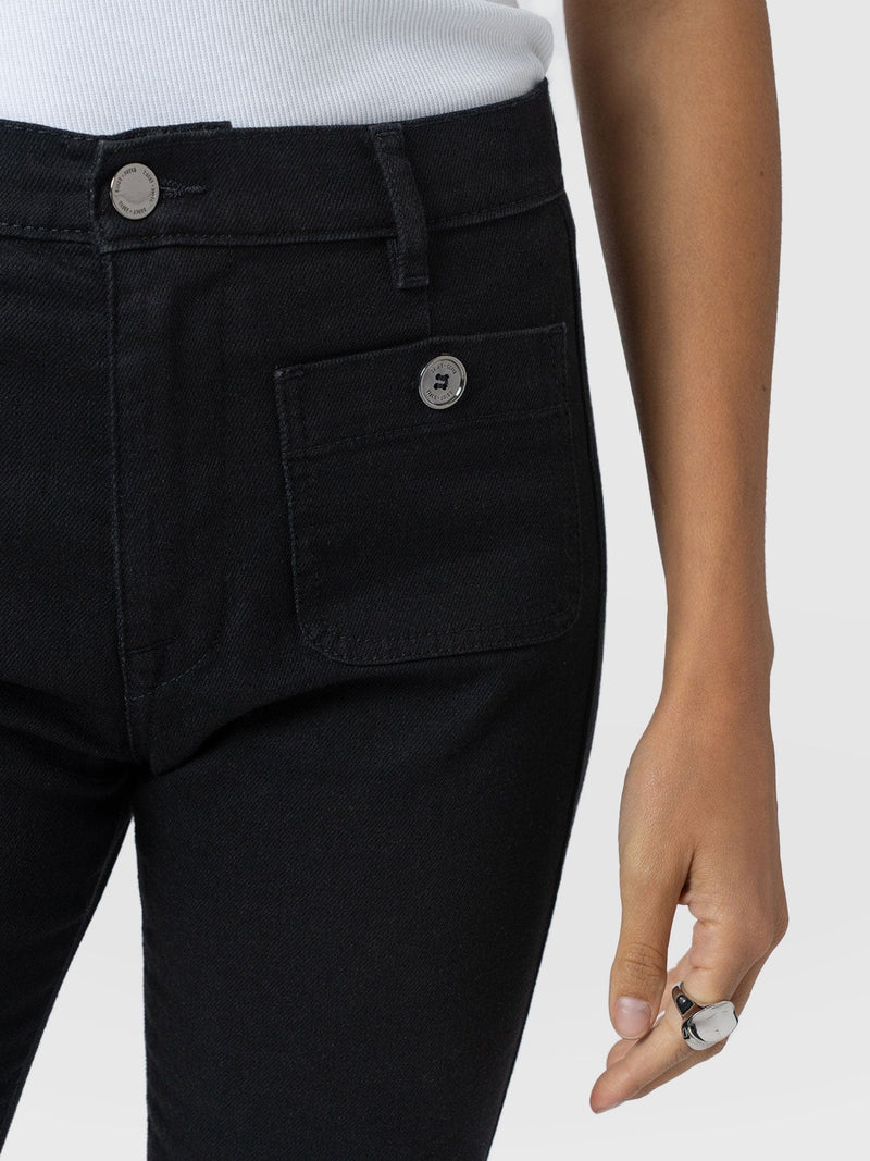 Bowie Stretch Flare Jean - Jet Black - Women's Denims | Saint + Sofia® EU